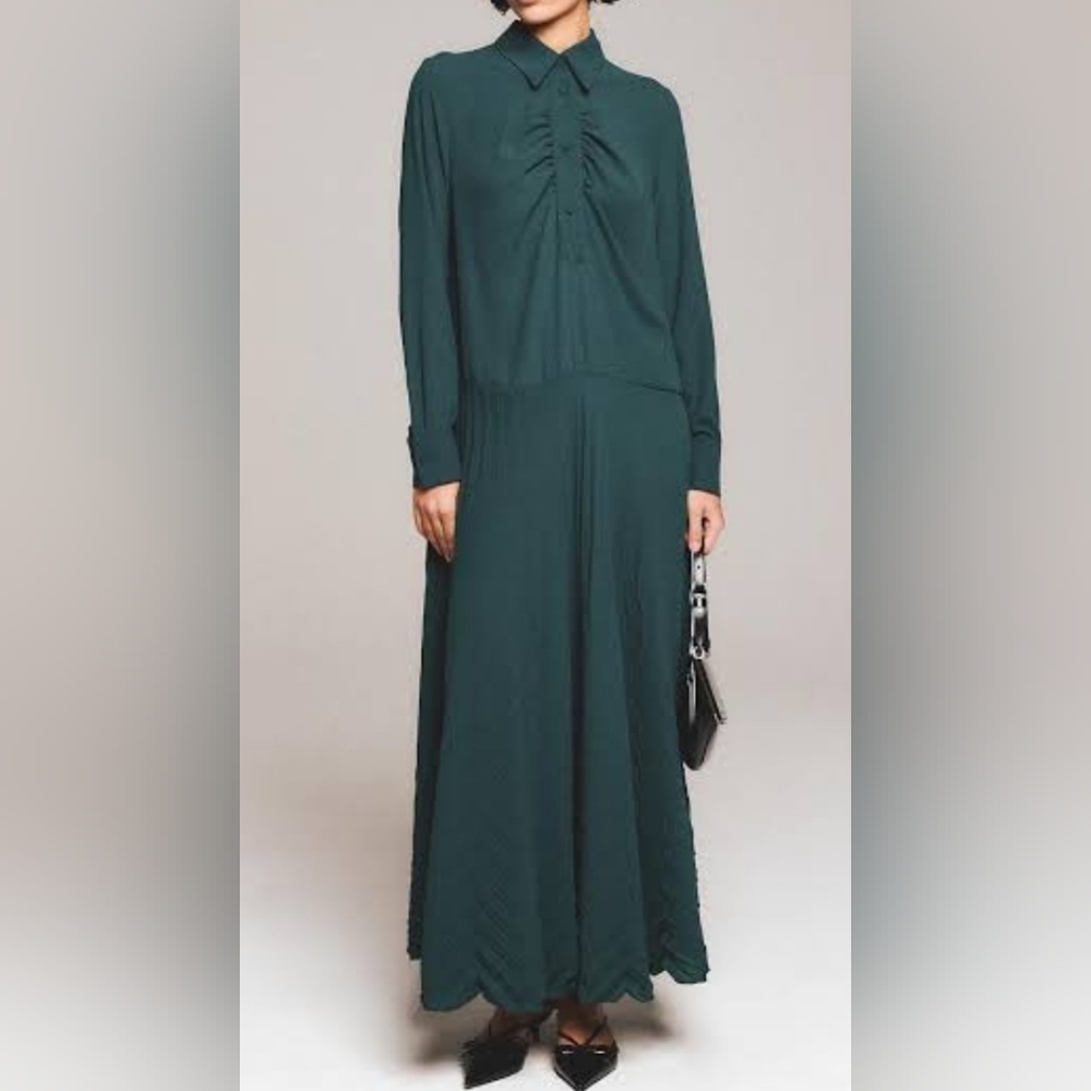 New MILVA MI Elegant Dark Green Maxi Dress Size #38 .( US size 2)